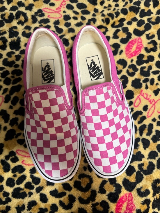 Vans Shoes - Vans Pink and White Checkerboard Slip-On Sneakers